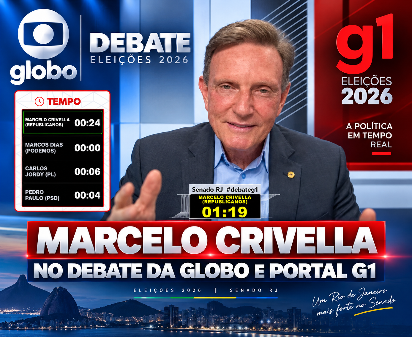 Capa de Assista ao debate ao senado com a participação de Marcelo Crivella no portal G1